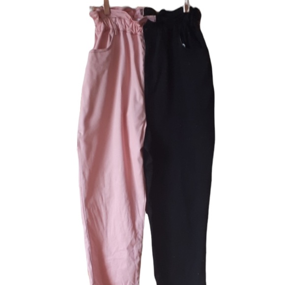 Black Friday- Two Tone pink,black paperwaist trouser size 10 - Picture 4 of 7